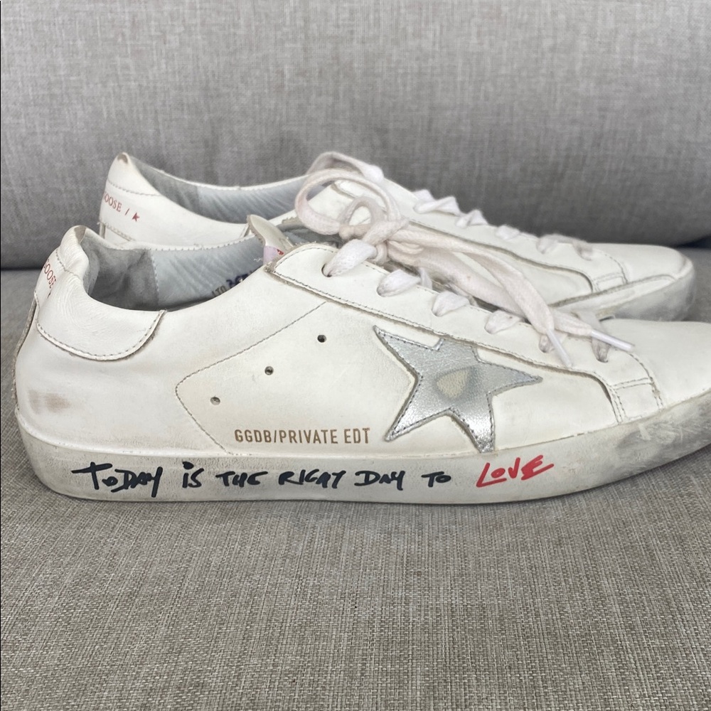 Golden Goose White Sneakers with Metallic Star